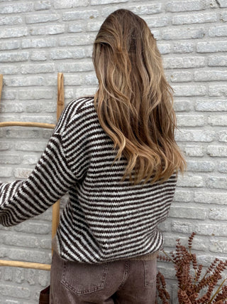 Striped Collar Knit / Beige-Camel
