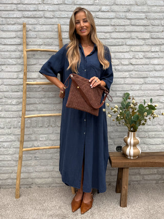Tetra Maxi Shirt Dress / Dark Blue