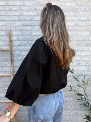 Crop Bomber Jacket / Black