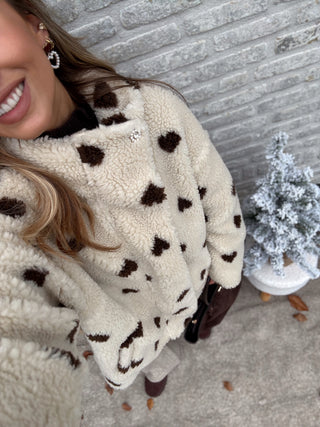 Heart Teddy Coat / Cream