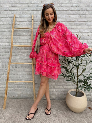 Layered V-Dress / Fuchsia