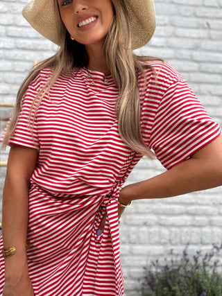 Stripe Tee Dress / Red-White