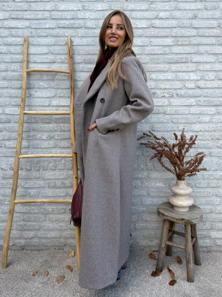 Long Assymetric Coat / Taupe