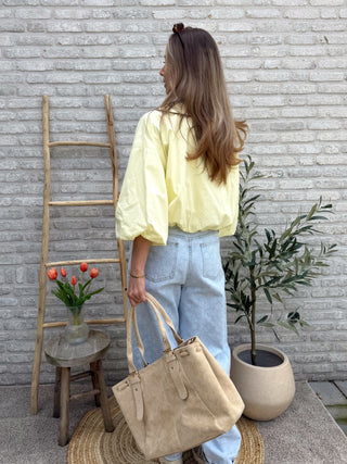 Crop Bomber Jacket / Yellow