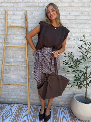 Gingham Wrap Skirt / Bordeaux