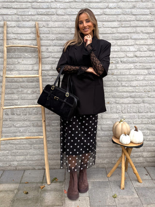 Polka Mesh Skirt / Black & White