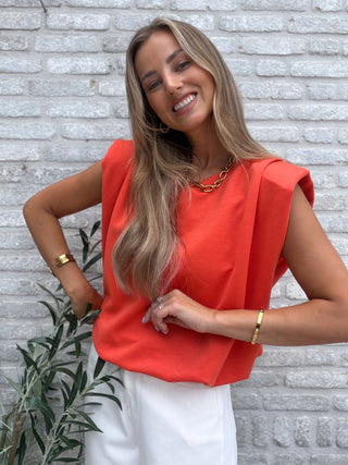 Sleeveless Shoulder Top / Orange