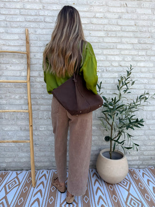 Satin Bomber Jacket / Olive Green