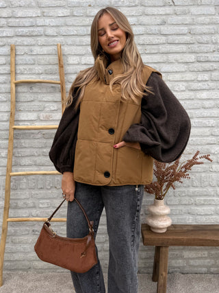 Padded Button Gilet / Camel