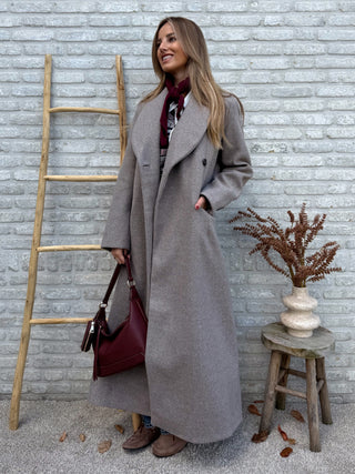 Long Assymetric Coat / Taupe