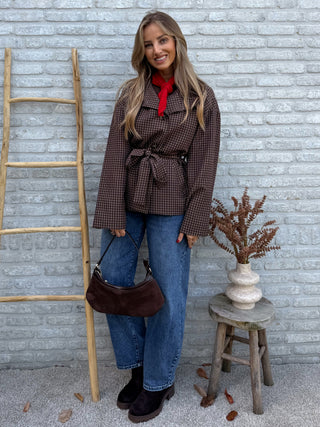 Checked Blazer Jacket / Brown