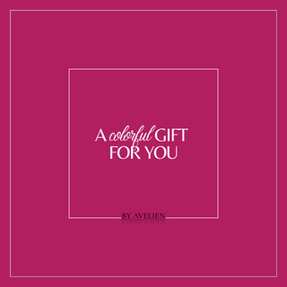 Unwrap joy with By Avelien's gift card! A splash of color on a burgundy canvas, it's a stylish present waiting for your personal touch.