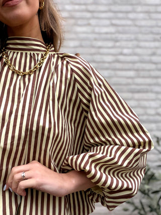 Open Back Blouse / Yellow-Brown