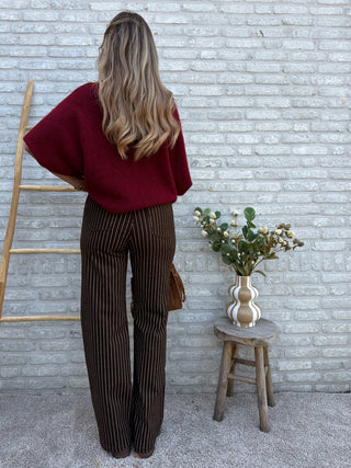 Pinstripe Straight Jeans / Brown