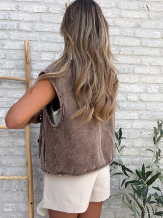 Vintage Denim Gilet / Taupe