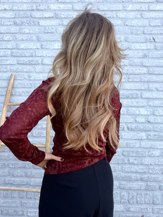 Leopard Mesh Top / Bordeaux