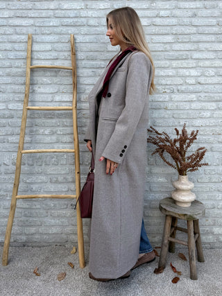 Long Assymetric Coat / Taupe