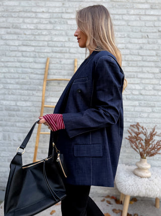 Contrast Stitch Blazer / Dark Blue