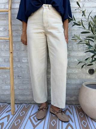 Vintage Wash Jeans / Beige