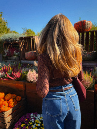 Sheer Lace Longsleeve / Burgundy