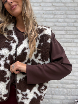 Cow Print Gilet / Brown-White