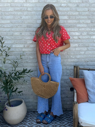 Brodery Wide Leg Jeans / Blue