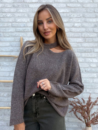 Cut-Out Longsleeve Knit / Taupe