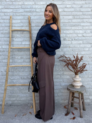 Split Shoulder Knit / Navy Blue