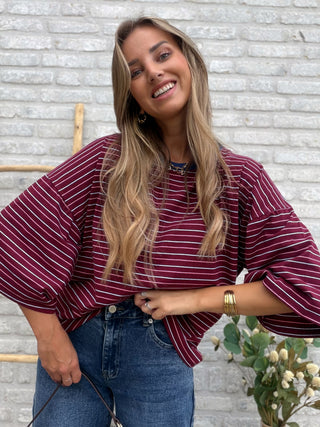 Retro Stripe Tee / Bordeaux