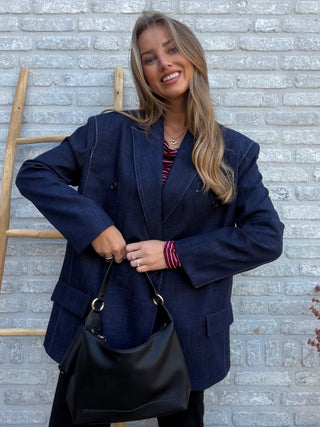 Contrast Stitch Blazer / Dark Blue
