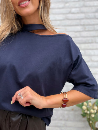 Cut-Out Tee / Navy Blue
