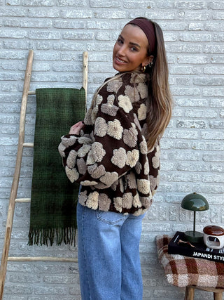 Teddy Flower Bomber / Brown-Beige