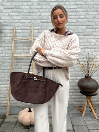 Suede Tote Bag / Brown