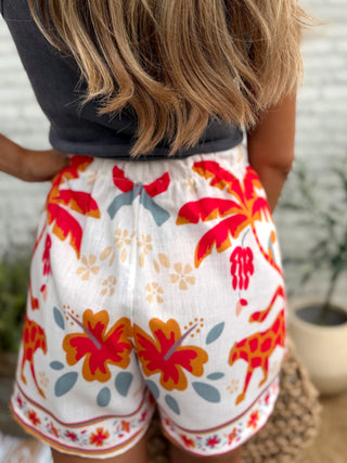 Safari Print Skort / White