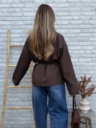 Checked Blazer Jacket / Brown
