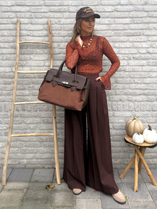 Pleated Wide Pants / Chocolate Brown