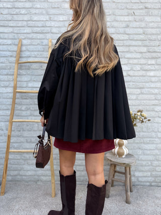 Pleated Back Shirt / Black
