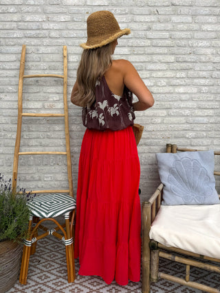 Flowy Maxi Skirt / Red