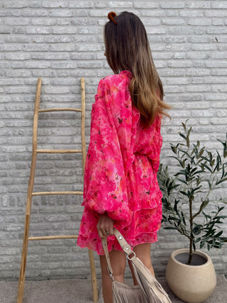 Layered V-Dress / Fuchsia