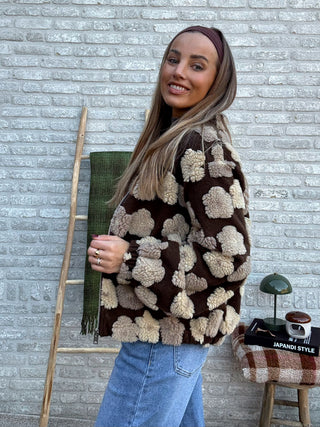 Teddy Flower Bomber / Brown-Beige