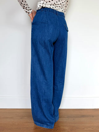 Denim Wide Leg Pants / Dark Blue