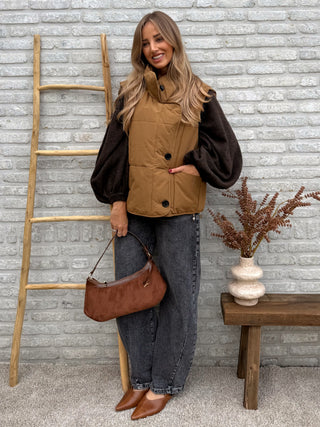 Padded Button Gilet / Camel
