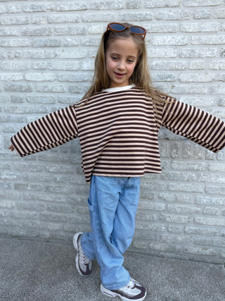 Mommy And Me Casual Striped Top / Brown-Beige