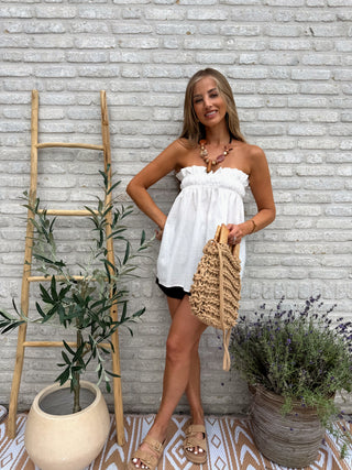 Strapless Smock Top / White