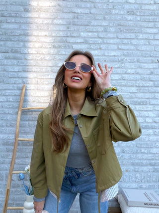 Leather Jacket Shirt Detail / Olive Green