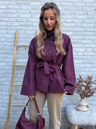 Checked Blazer Jacket / Bordeaux