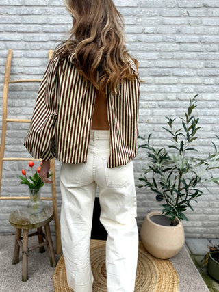 Open Back Blouse / Yellow-Brown