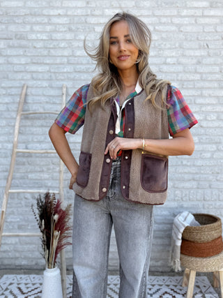 Outdoor Teddy Gilet / Taupe-Brown