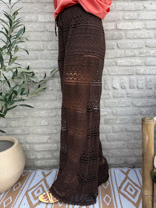 Boho Crochet Pants / Brown