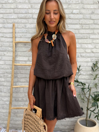 Halter Breeze Dress / Brown